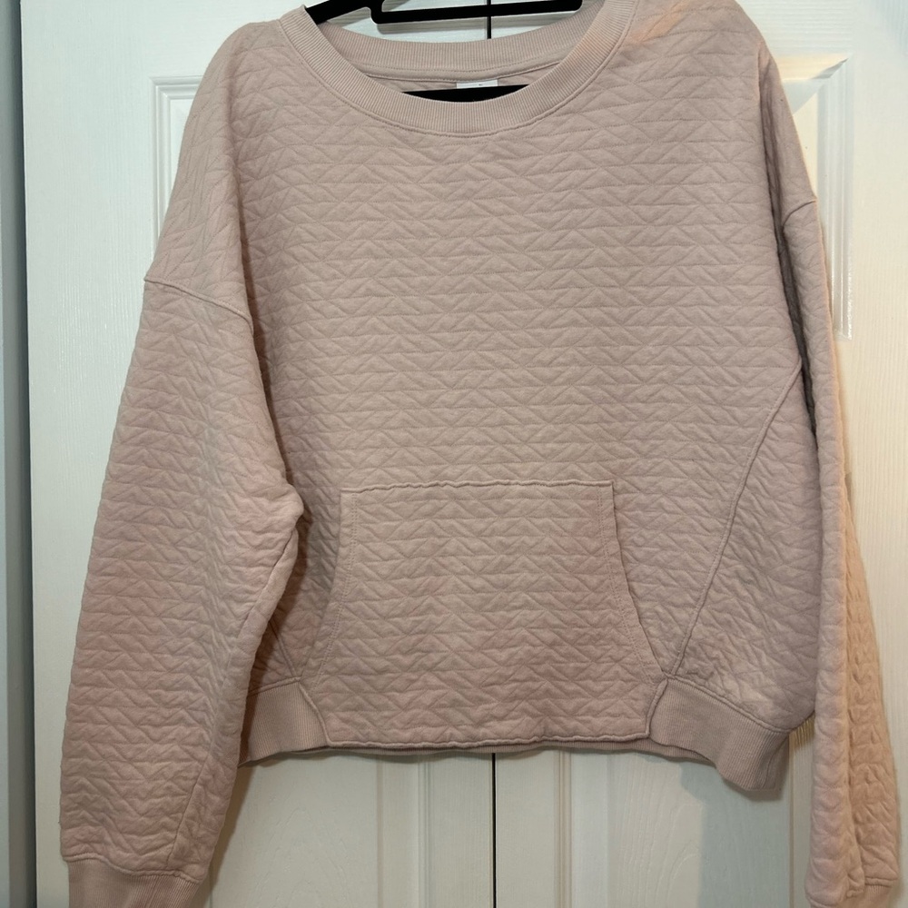All In Motion Quilted Crewneck Sweatshirt Blush Pink Kangaroo Pocket M - Picture 5 of 6
